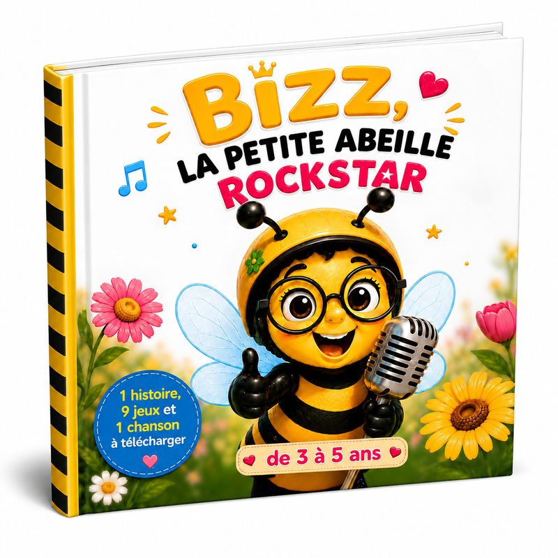 Couverture du livre Bizz, la petite abeille rockstar, album illustré pour enfants de 3 à 5 ans