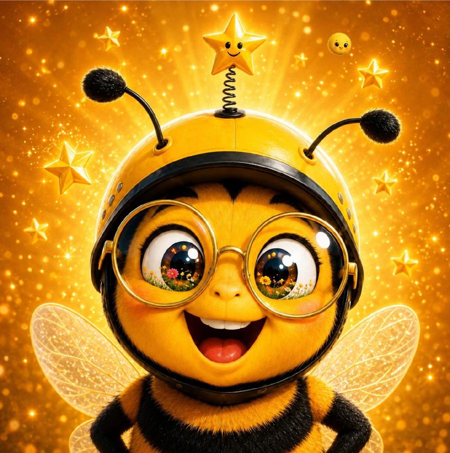 Bizz l'abeille aux lunettes dorées dans la forêt enchantée, page illustrée du livre